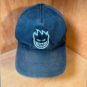 Spitfire Skater Cap, Black Distressed SnapBack Vintage Streetwear